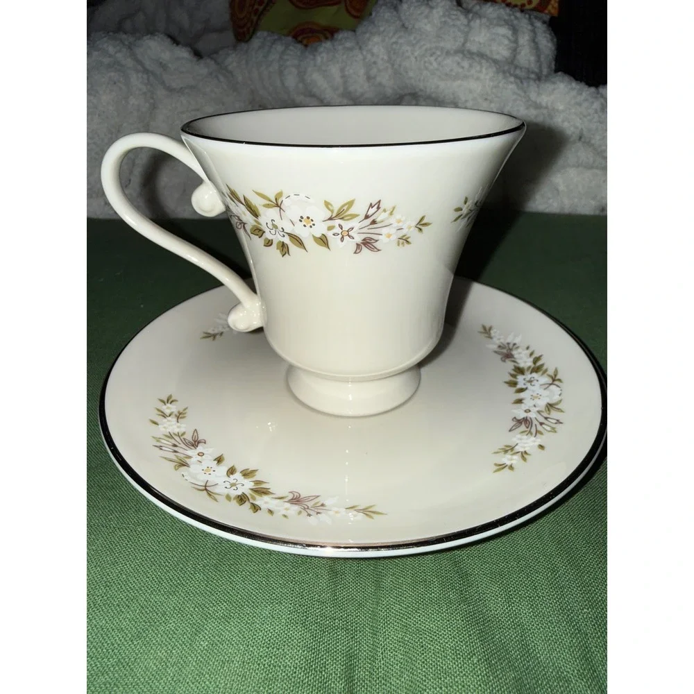Edgerton Fine China Spring Rhapsody Tea Cup and Saucer Set Made in USA Vintage